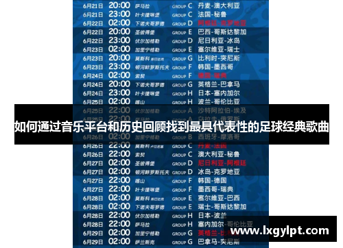 如何通过音乐平台和历史回顾找到最具代表性的足球经典歌曲